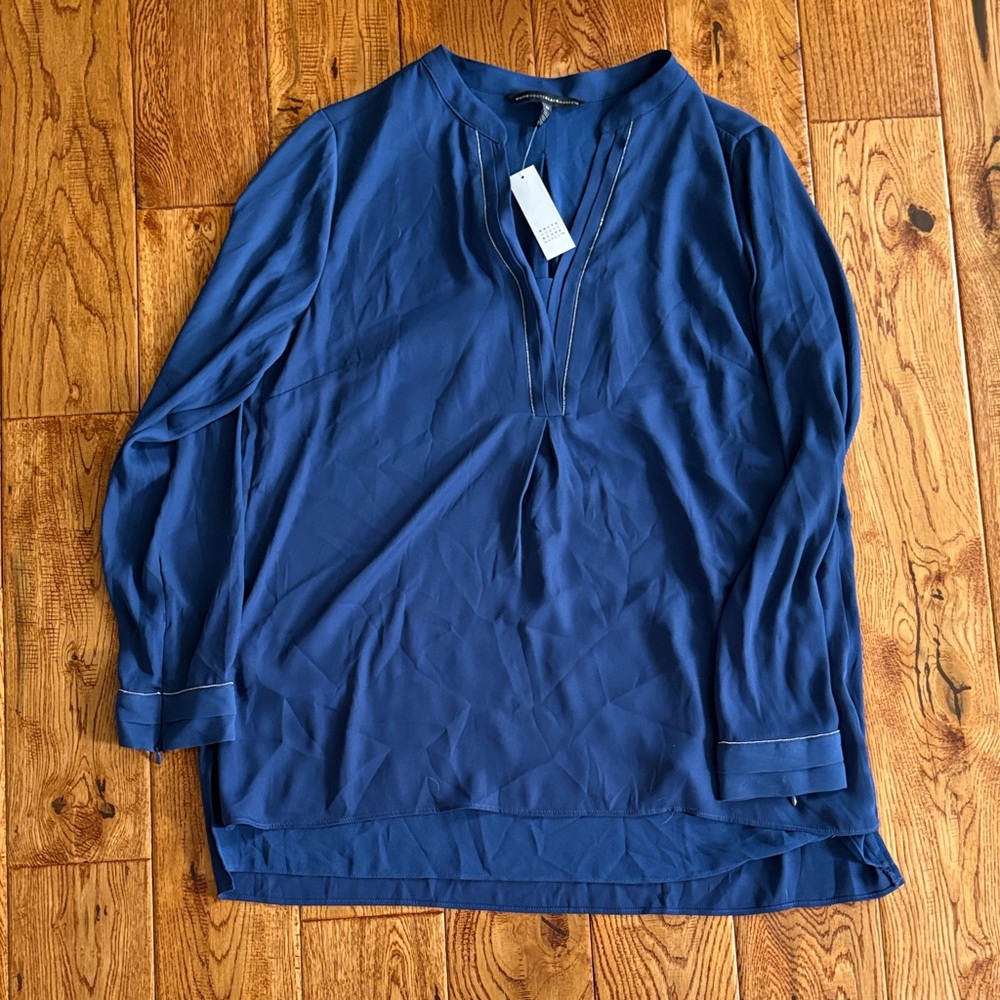 White House Black Market Navy Blouse